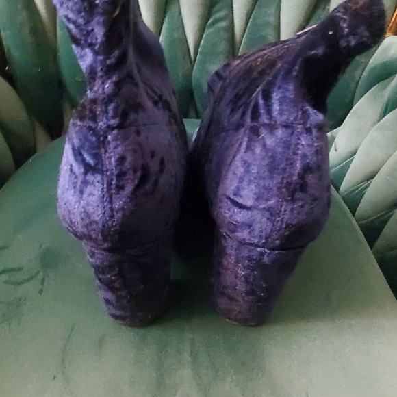 Lane Bryant Velvet Ankle Boots in Deep Blue Size 10W. - Picture 4 of 8